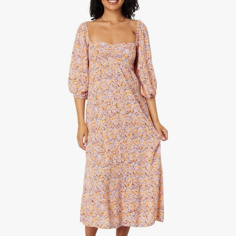 Billabong Pink Smocked Midi Sundress